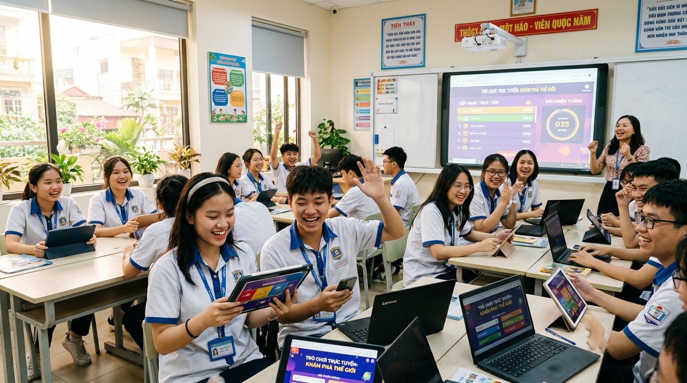 Màn hình đấu trường Live Quiz KiyoEdu